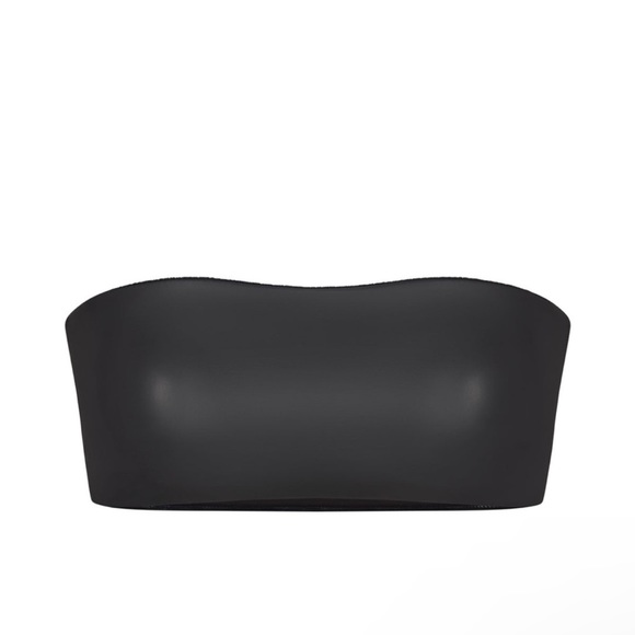 🖤SKIMS SWIM FAUX LEATHER MICRO PLEATHER BANDEAU BIKINI TOP ONYX XXS M - Picture 4 of 6